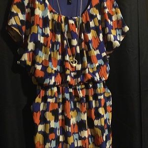 Colorful Flutter Sleeve Dress EUC sz 10